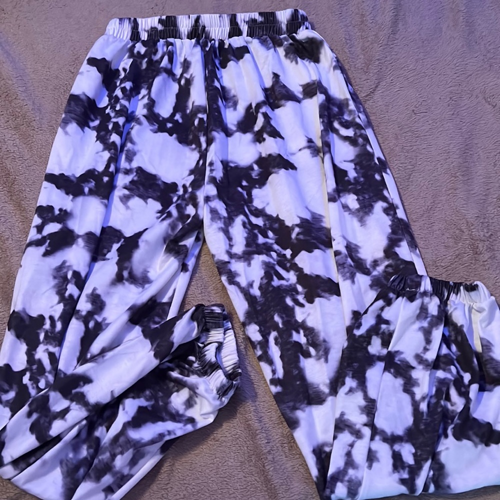 Shein Black and White Tye Dye Sweatpants